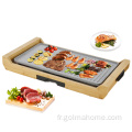 2 en 1 grill et plaque plate portable sans fumée Bambboo grill en bambou